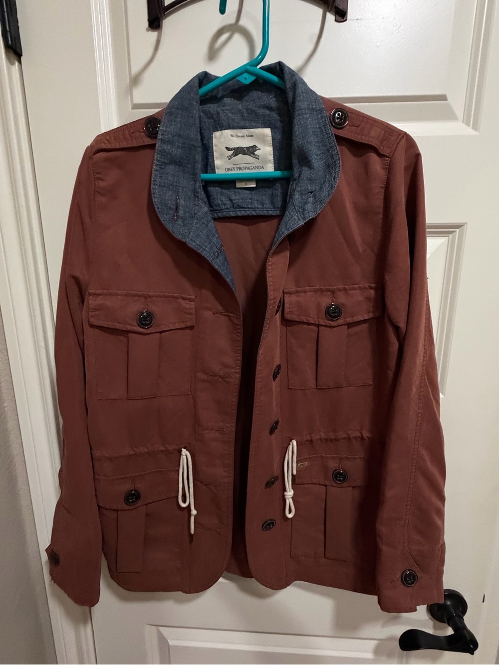 Obey Rust military Jacket with Blue Contrast Collar